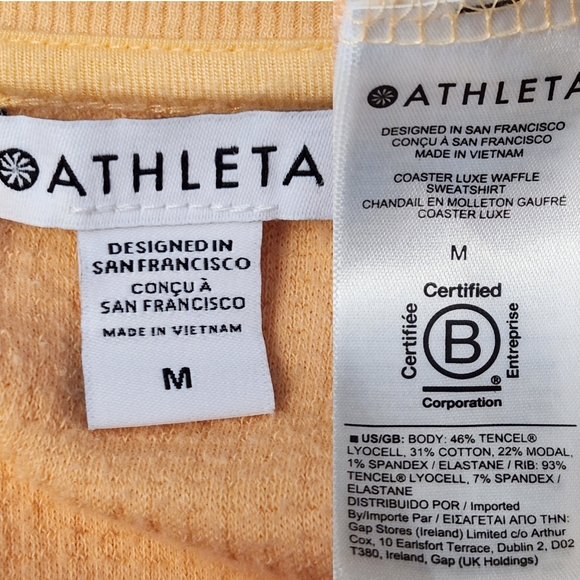 Athleta Coaster Luxe Waffle Sweatshirt Orange Bleach SZ Medium - Picture 10 of 11